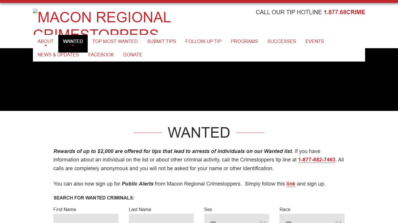 Wanted - Macon Regional Crimestoppers