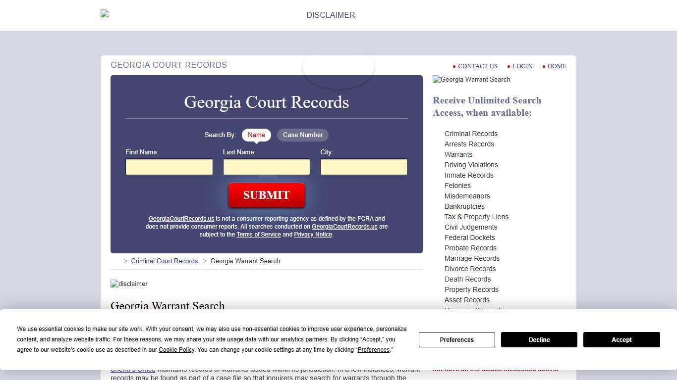 Georgia Warrant Search GeorgiaCourtRecords.us